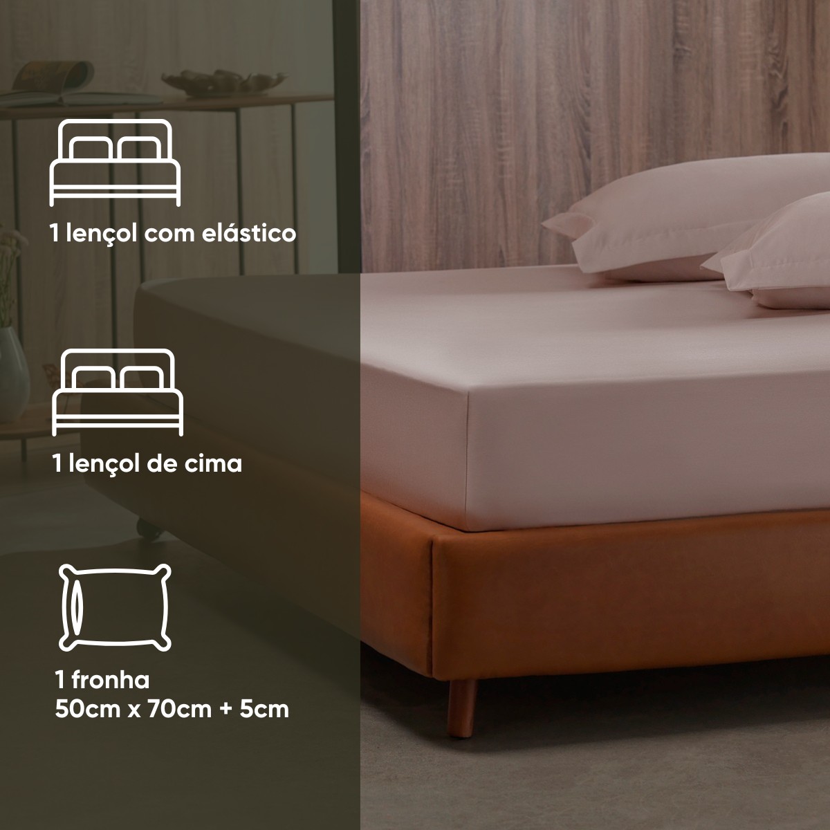 detalhes jogo de cama nobless 300 fios solteiro rosa cha