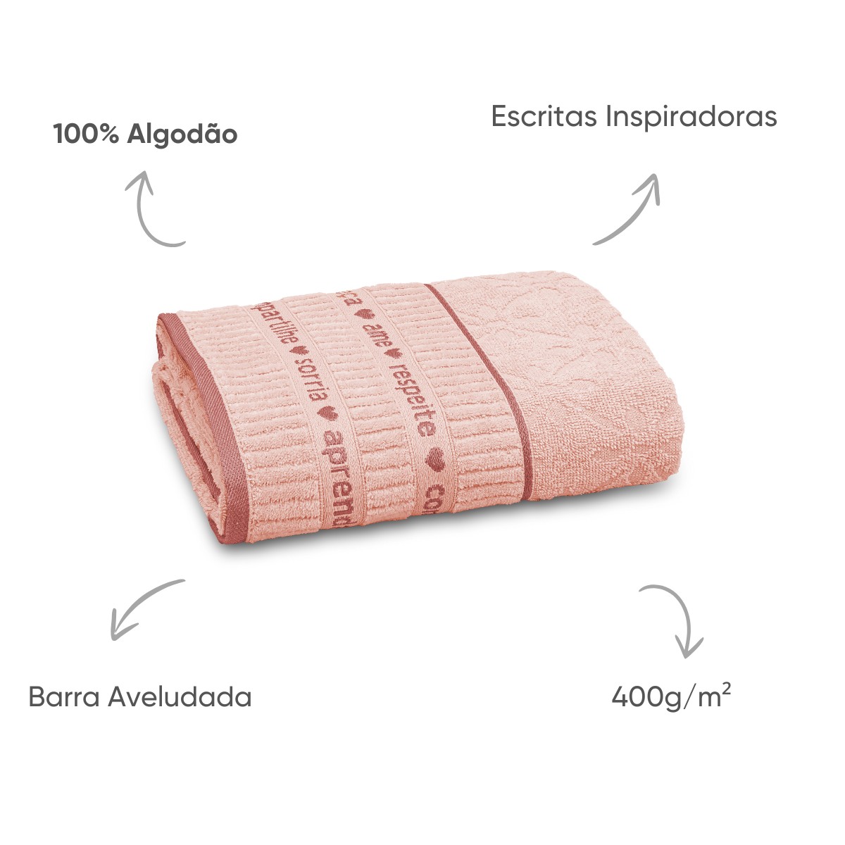 toalha eternity rosa po detalhes
