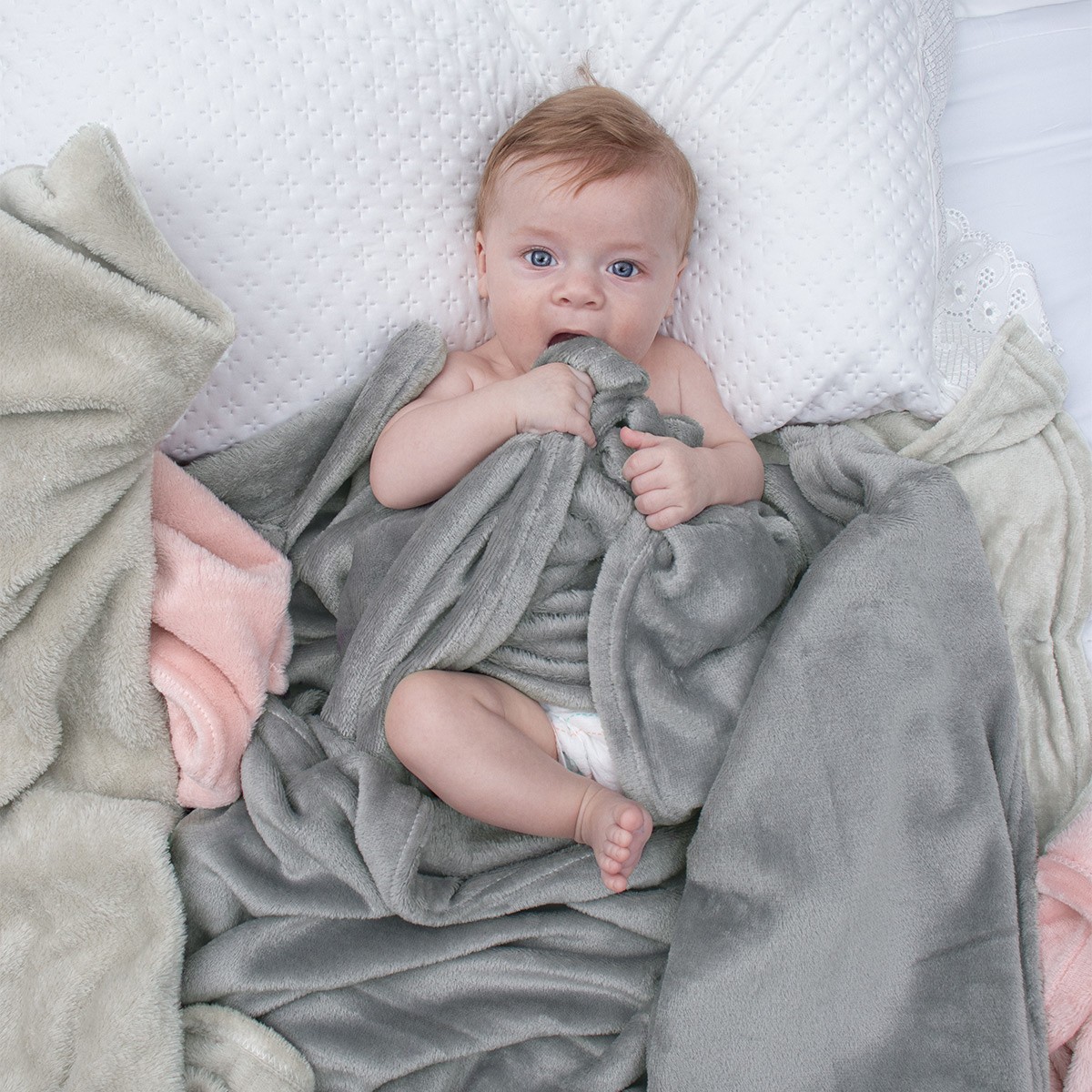 manta flannel classic baby cinza astra