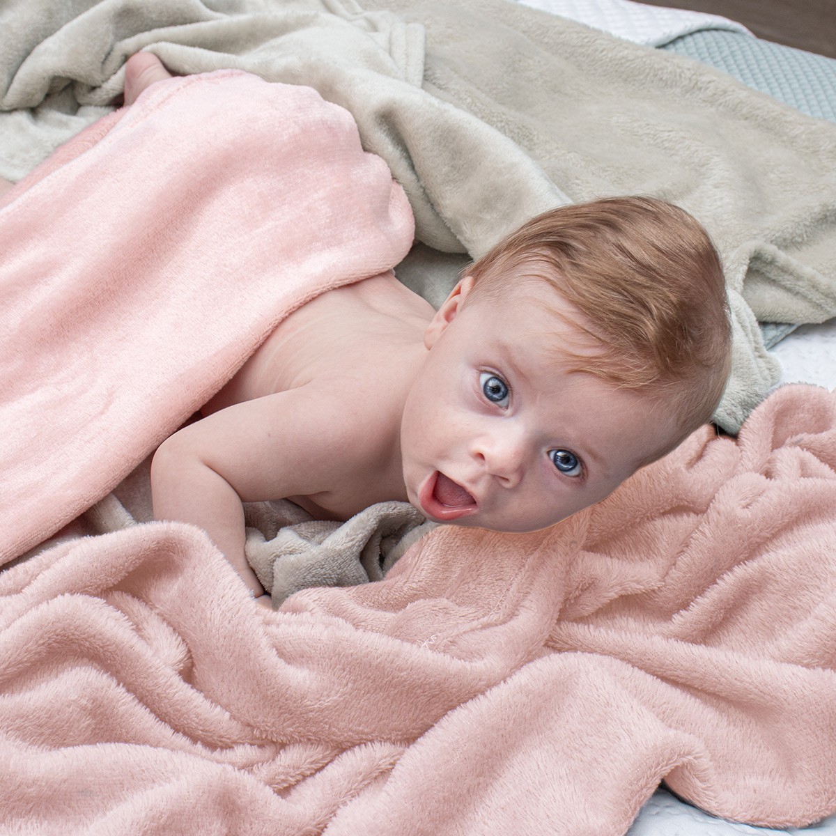 manta flannel classic baby rosa moca