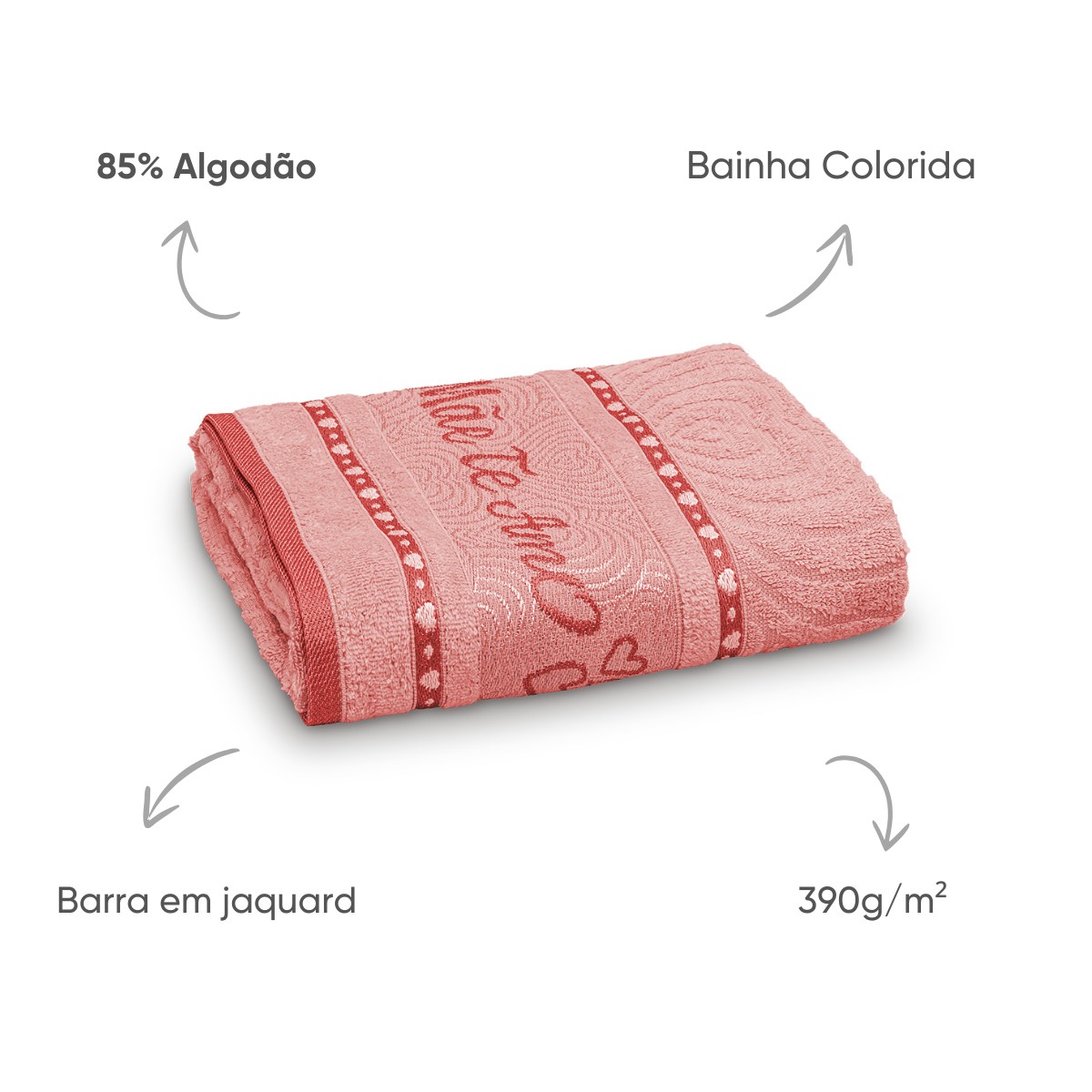 toalha dia das maes rosa cintilante detalhes