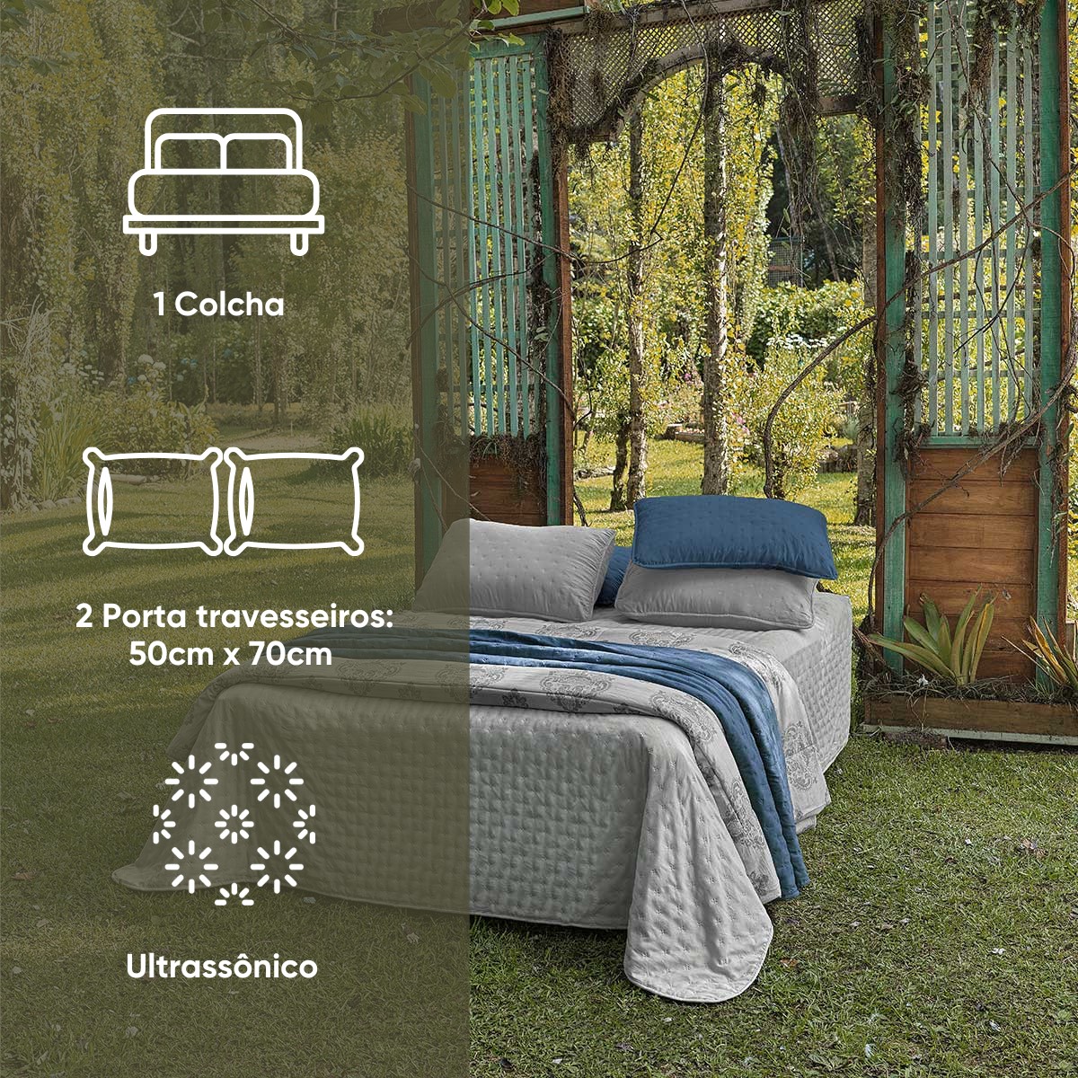 kit colcha casal verde babosa 3