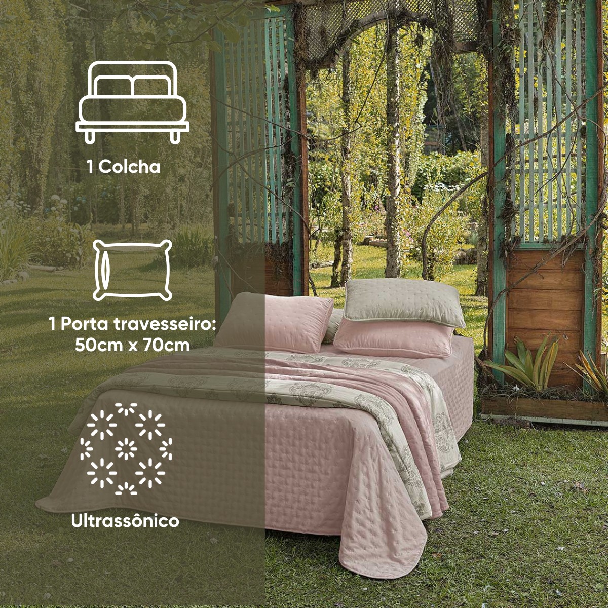 kit colcha casal verde babosa