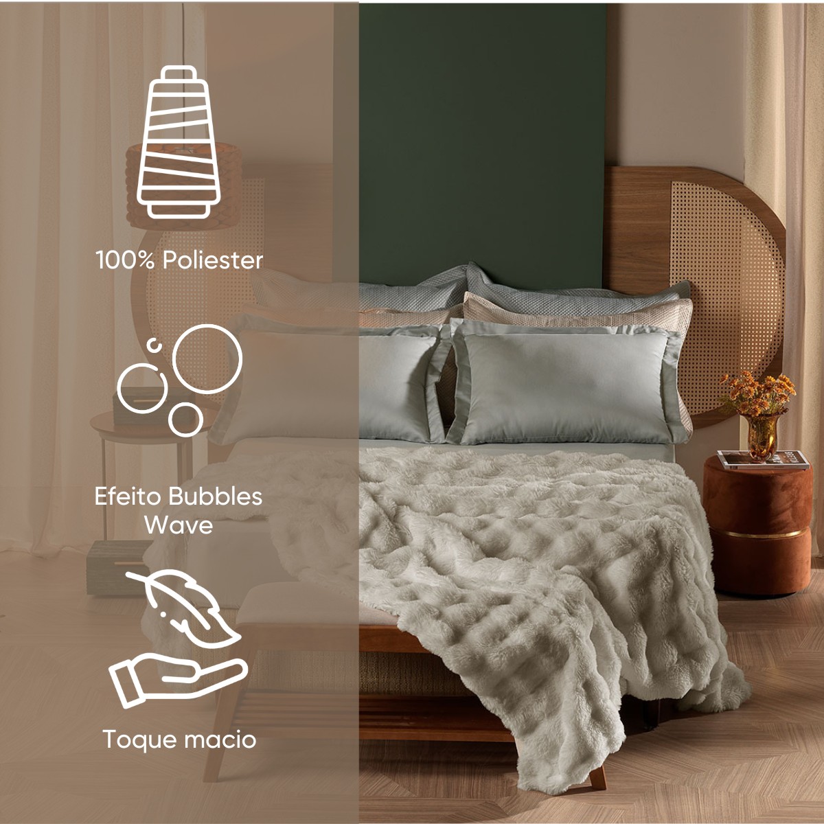 manta blanket fluffy detalhes faixa cama camel