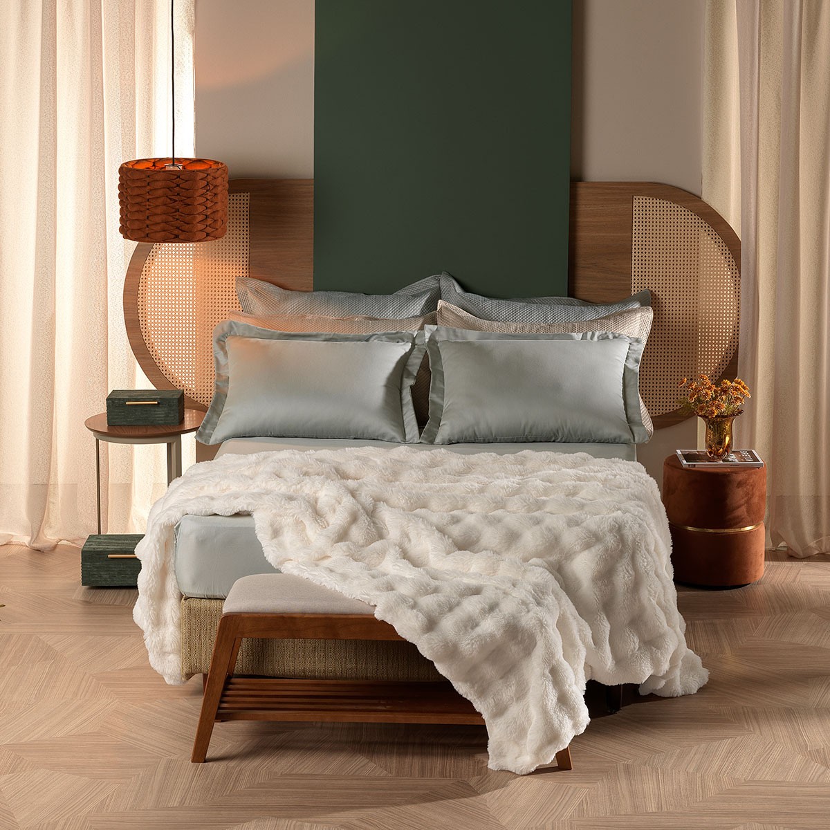 manta blanket fluffy ambiente cama off white