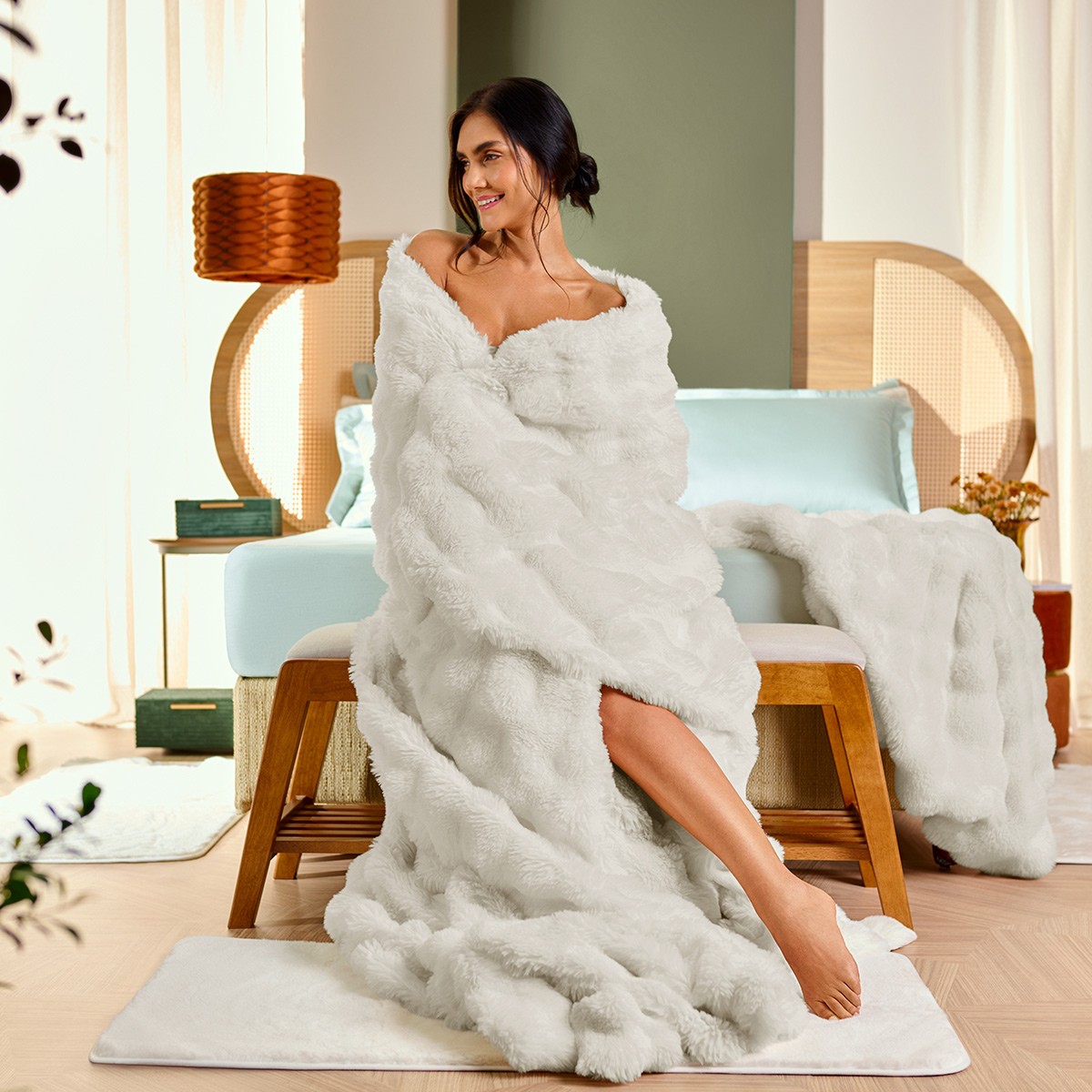 manta blanket fluffy ambiente camel