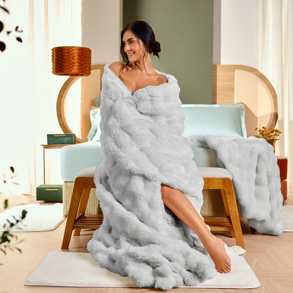 manta blanket fluffy ambiente cinza nevoa