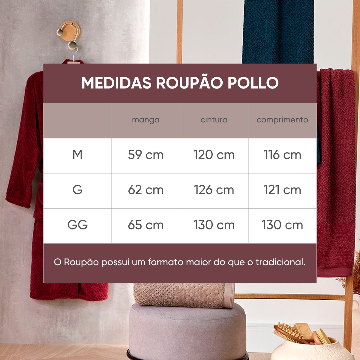 roupao microfibra flannel pollo appel medidas