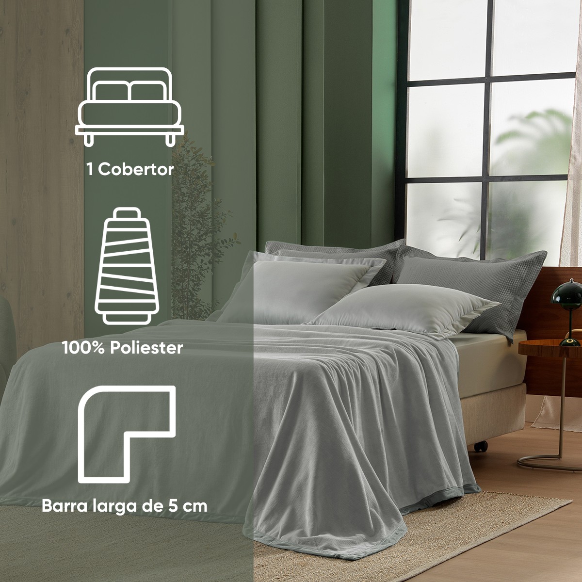 kit colcha queen verde babosa