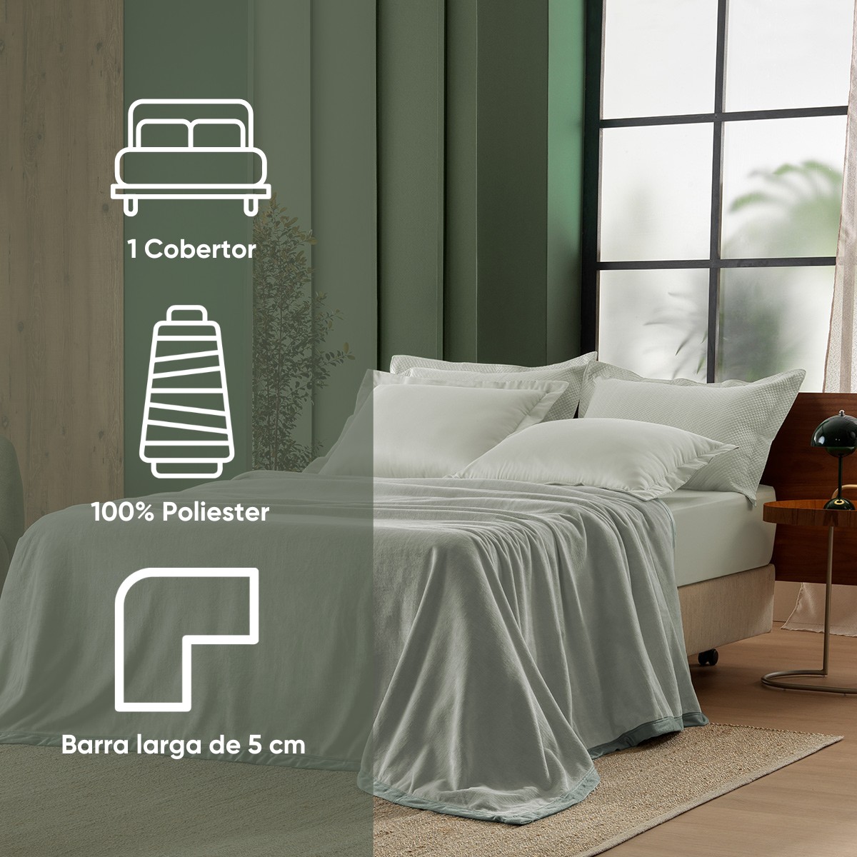 kit colcha queen verde babosa 2