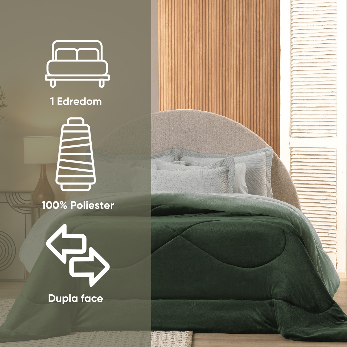 kit colcha queen verde babosa 2
