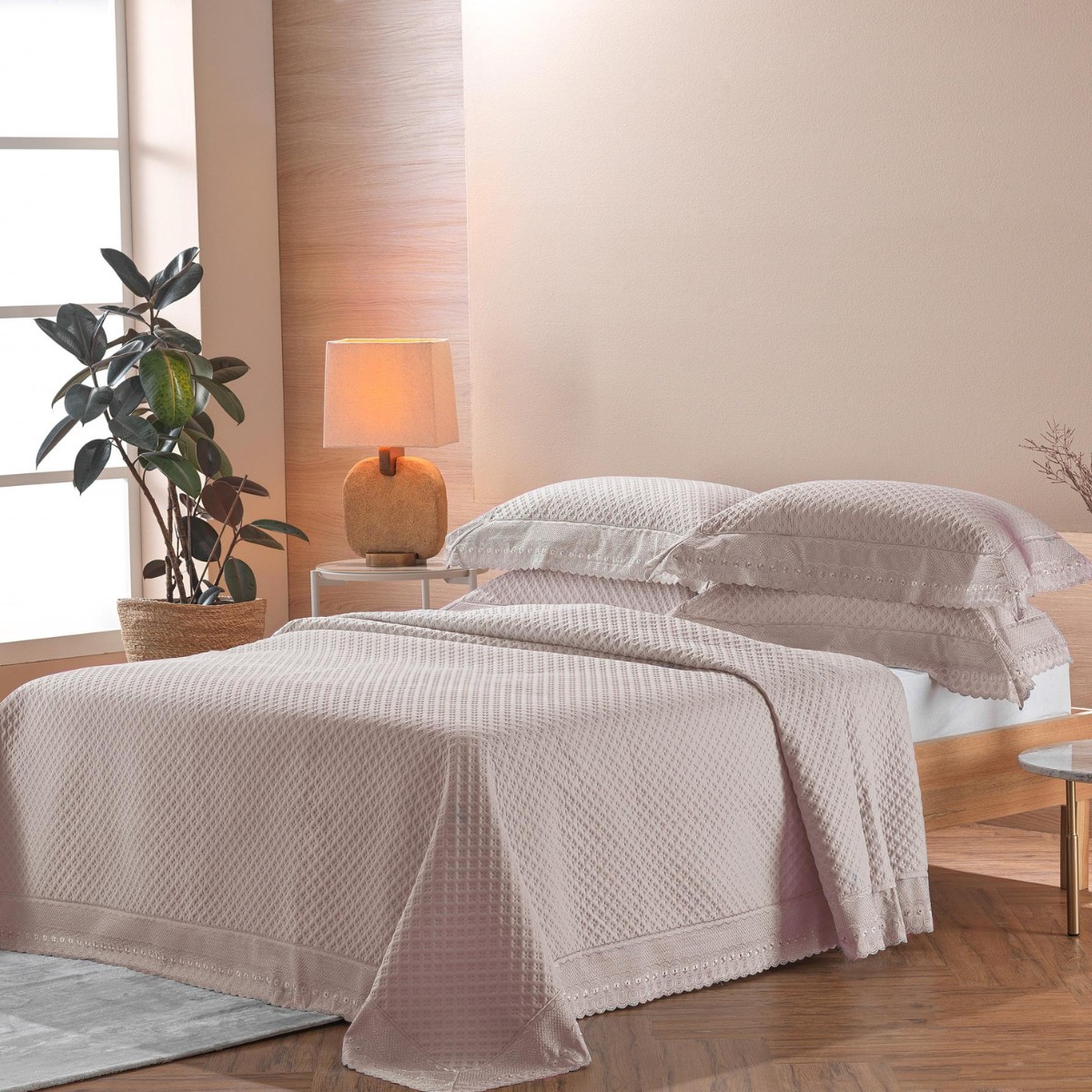 kit colcha bordare premium appel rosa