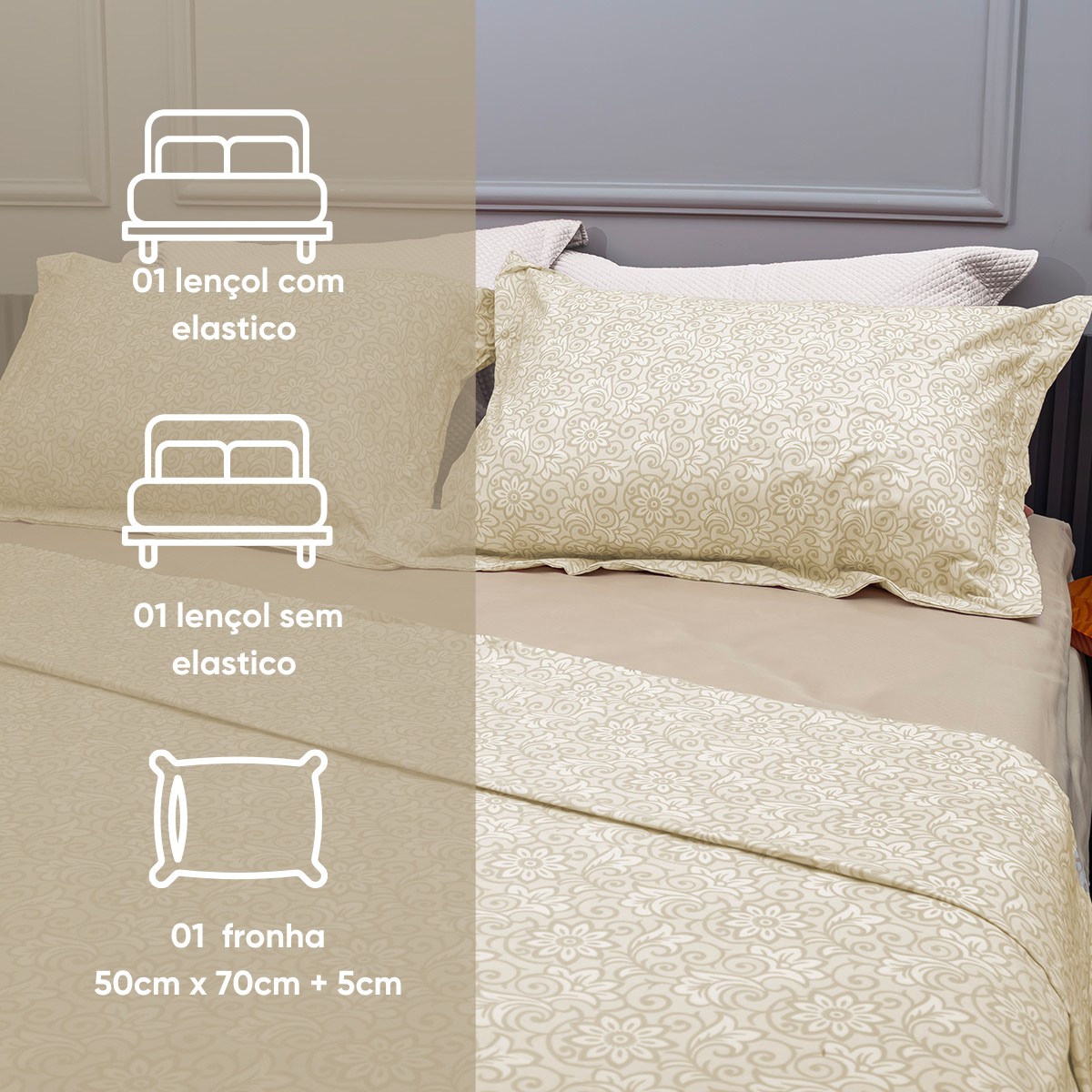 jogo de cama estampa delicada charme appel home stone 5