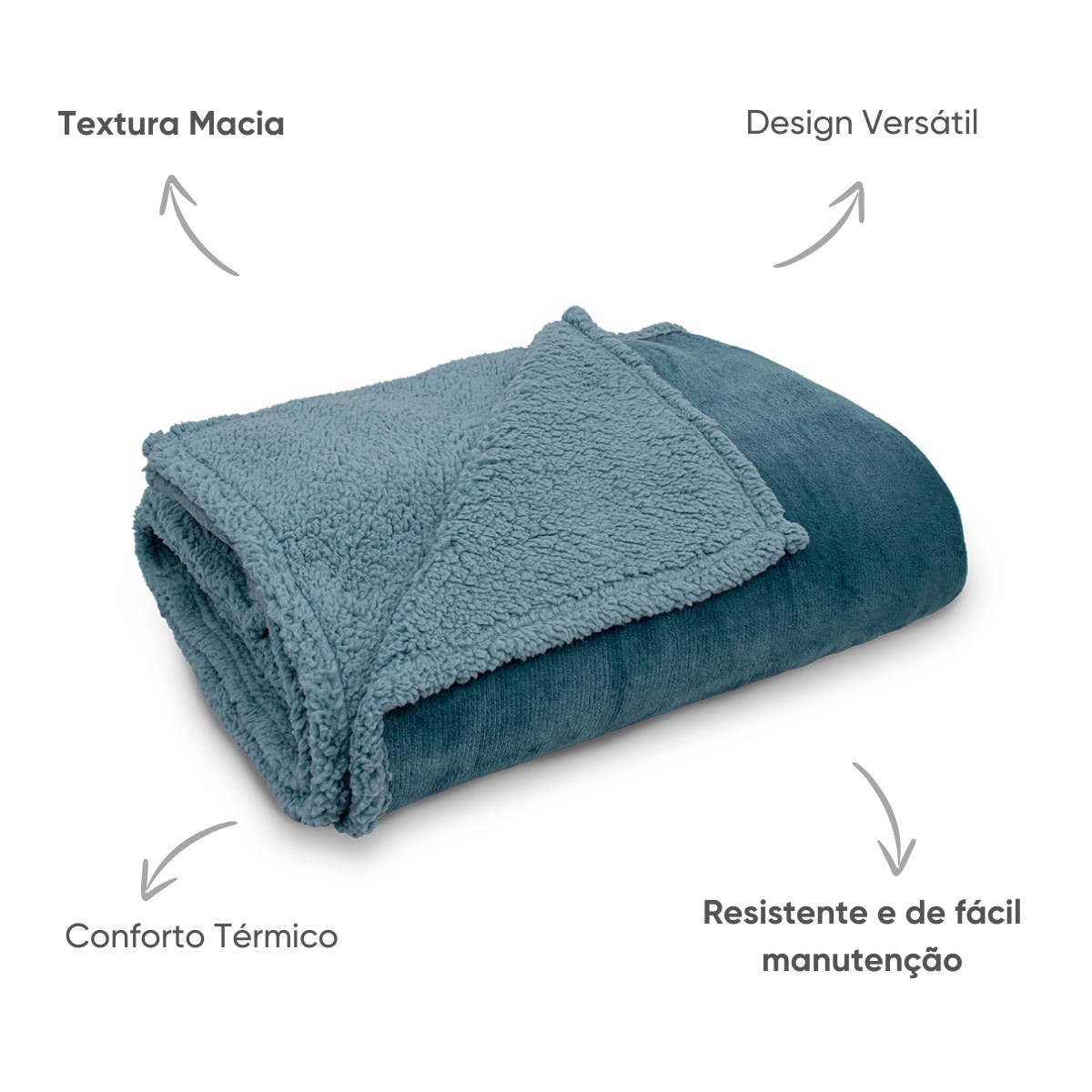 manta flannel classic colors grafite detalhes setas