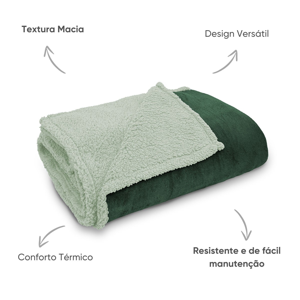 manta flannel classic colors verde trevo detalhes setas