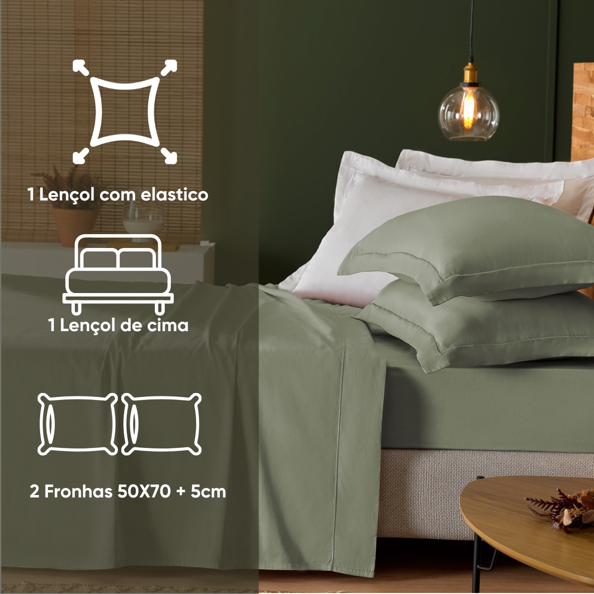 kit colcha queen verde babosa 2