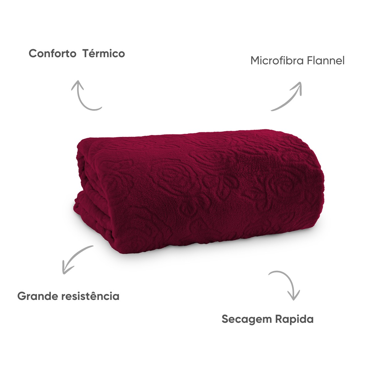 manta flannel lady jacquard appel home vinho