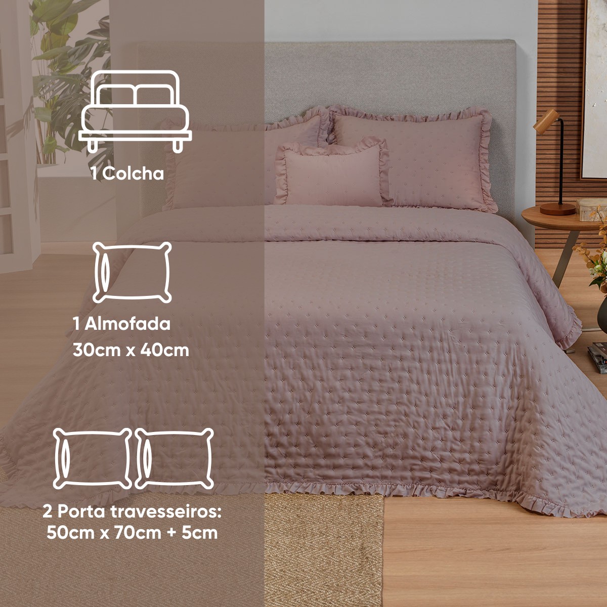 kit colcha queen verde babosa 3