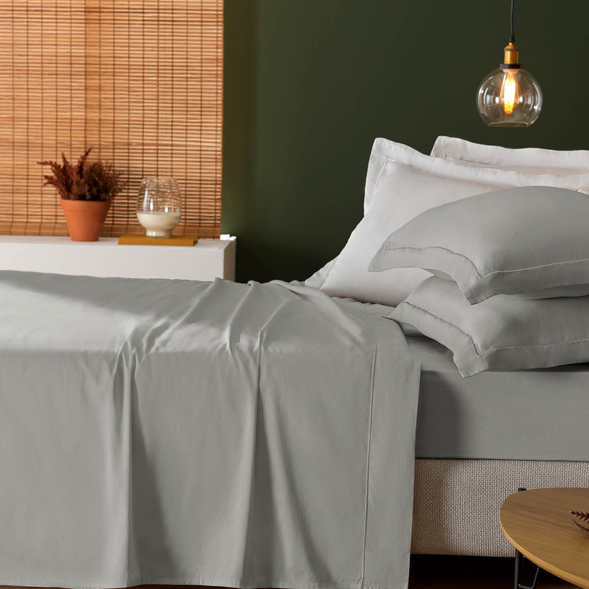 08 jogo de cama solteiro king percal 300 fios 100 algodao treccenti appel home