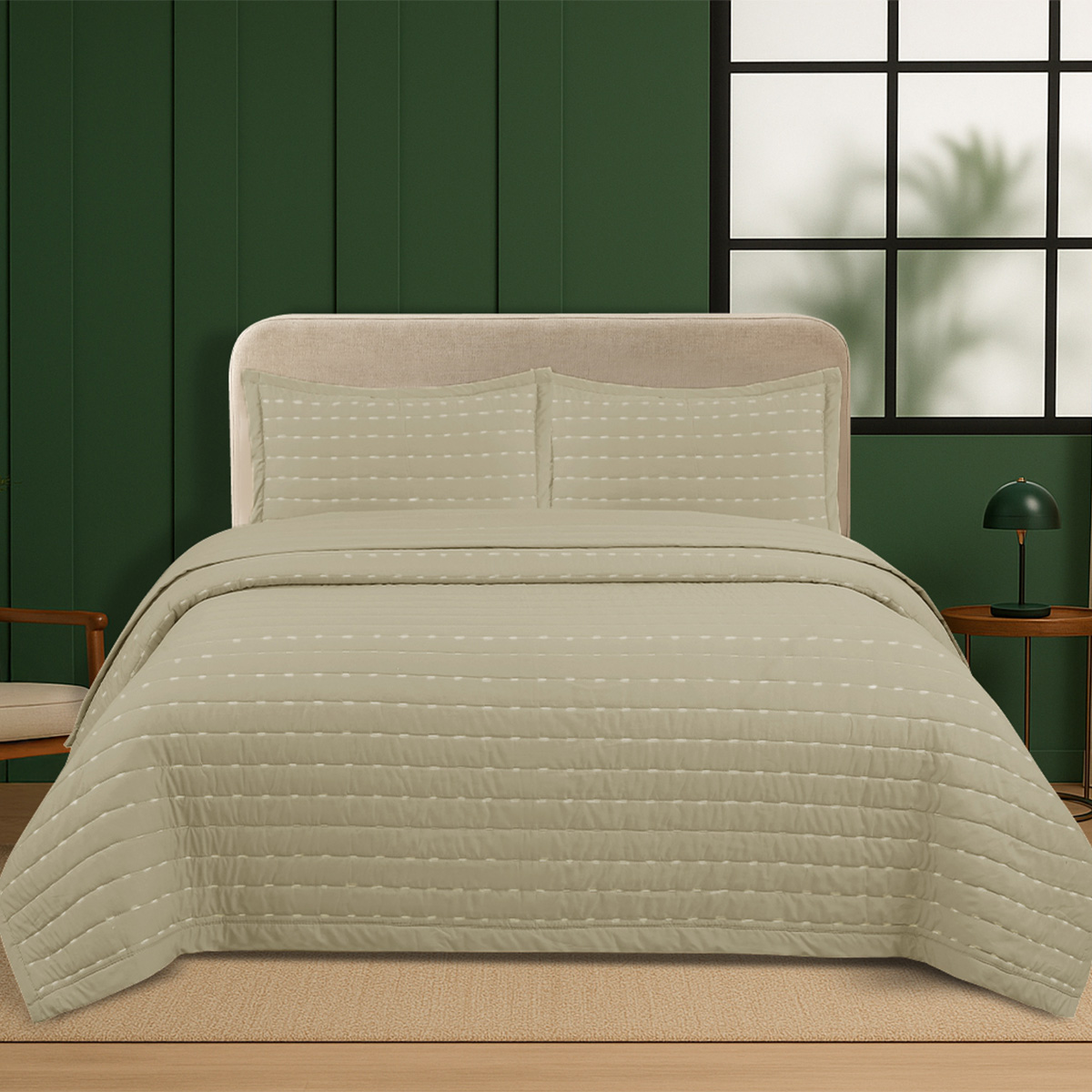 kit colcha bordada golden ambiente bege