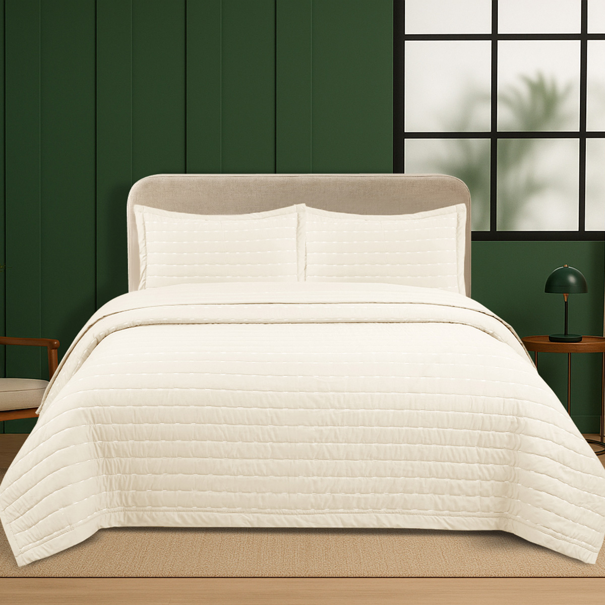 kit colcha bordada golden ambiente off white