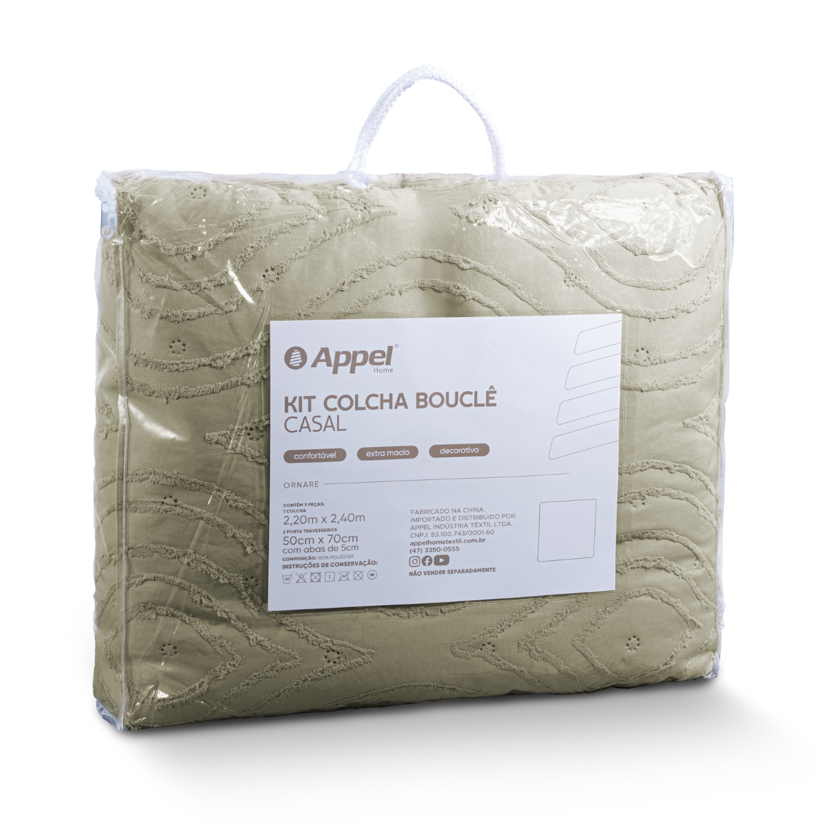 foto embalagem kit colcha boucle ornare caqui