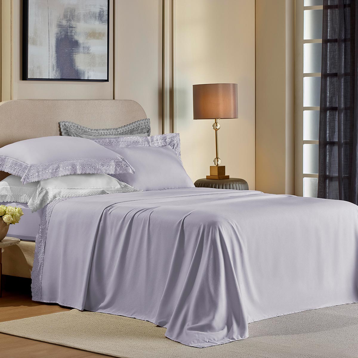 03 jogo de cama casal bordare premium appel home lavanda