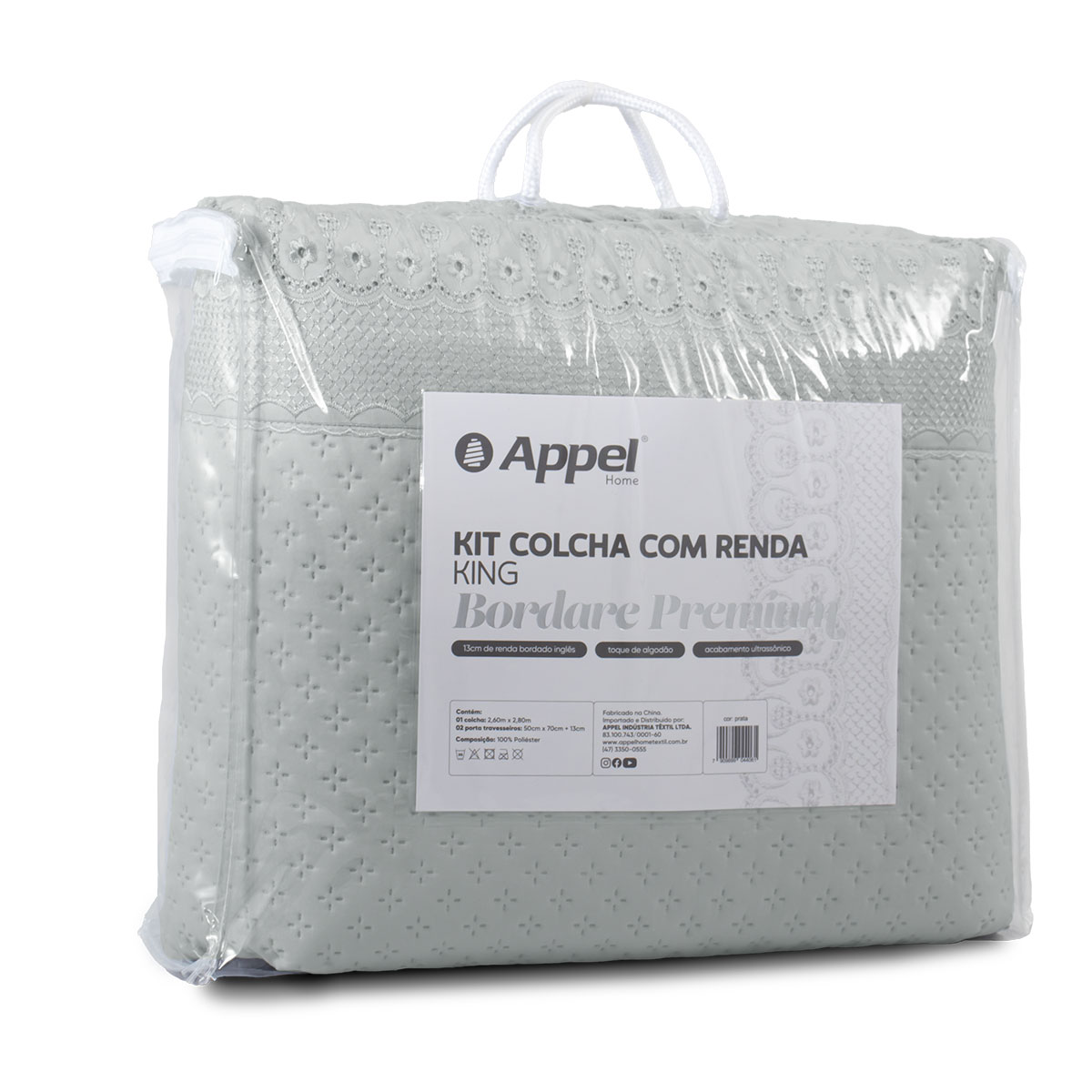 kit colcha bordare embalagem prata