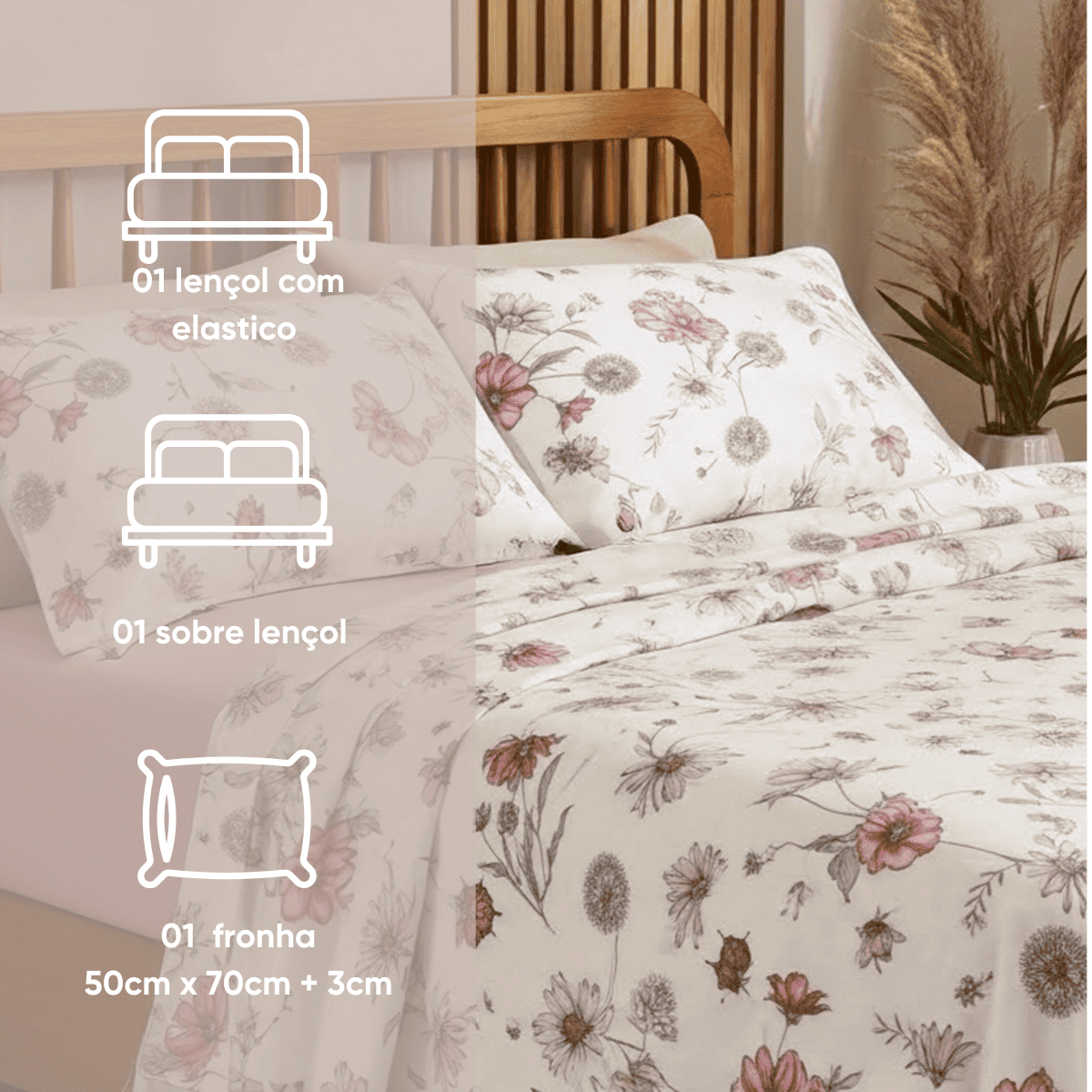 jogo de cama estampa delicada charme appel home stone