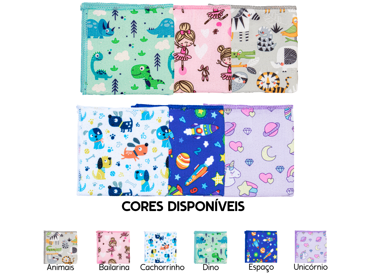 Toalinha Microfibra Kids 28x28 - Sortido