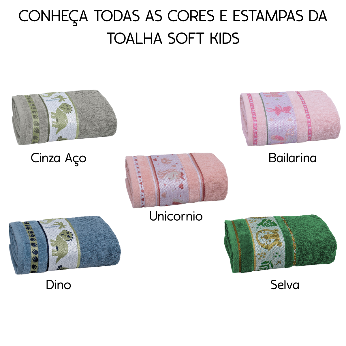 conheca todas as cores e estampas da toalha soft kids