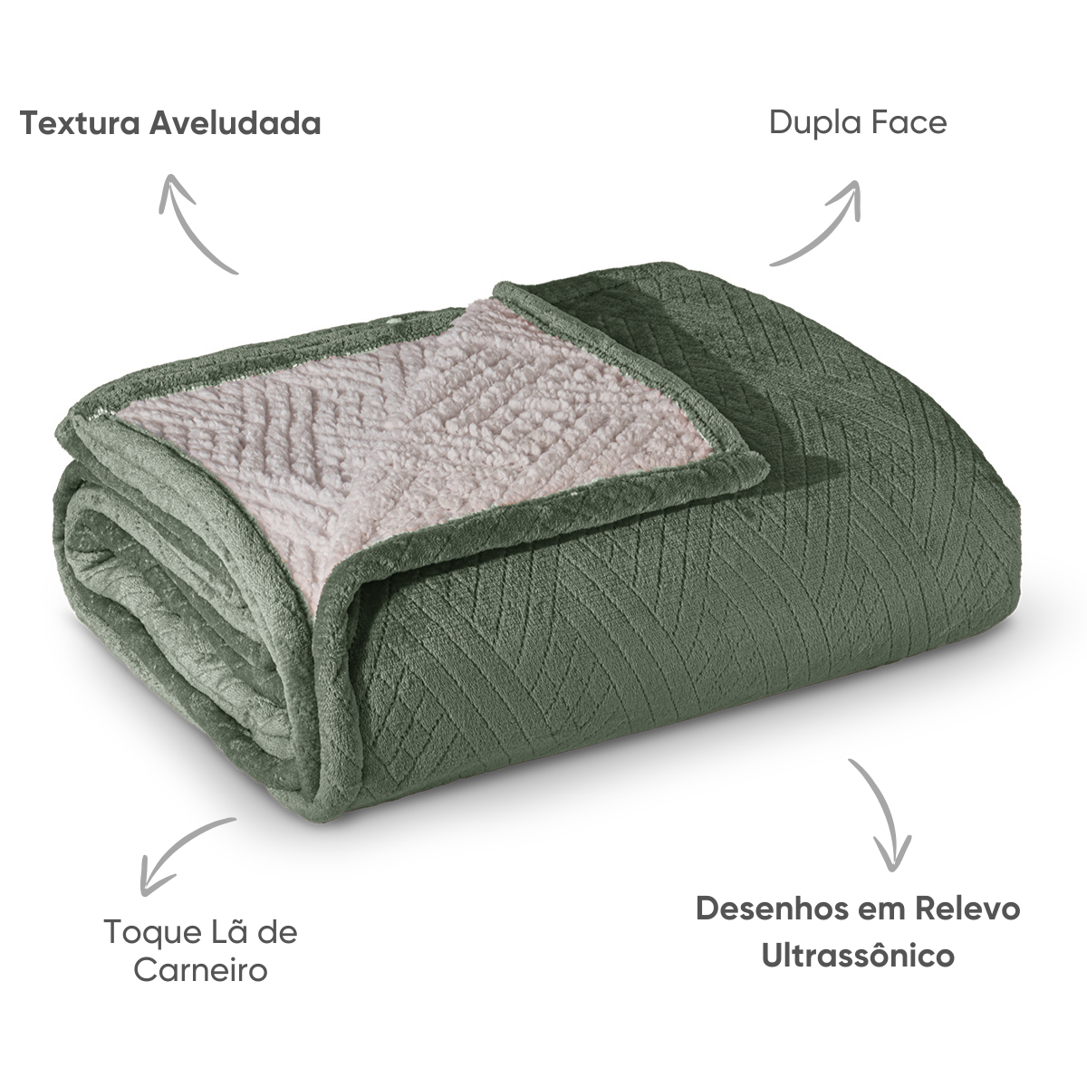 manta flannel classic colors grafite detalhes setas 2