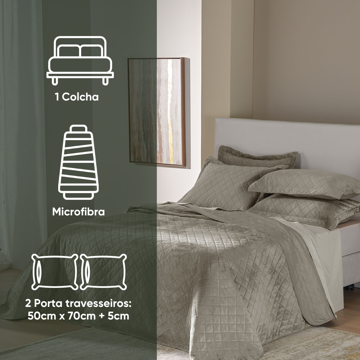 kit colcha queen verde babosa