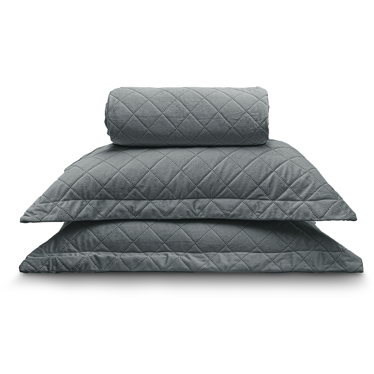 kit colcha velvet still 2026 cinza chumbo