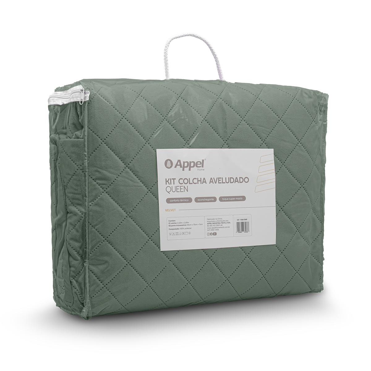 kit colcha velvet still embalagem 2026 verde jade