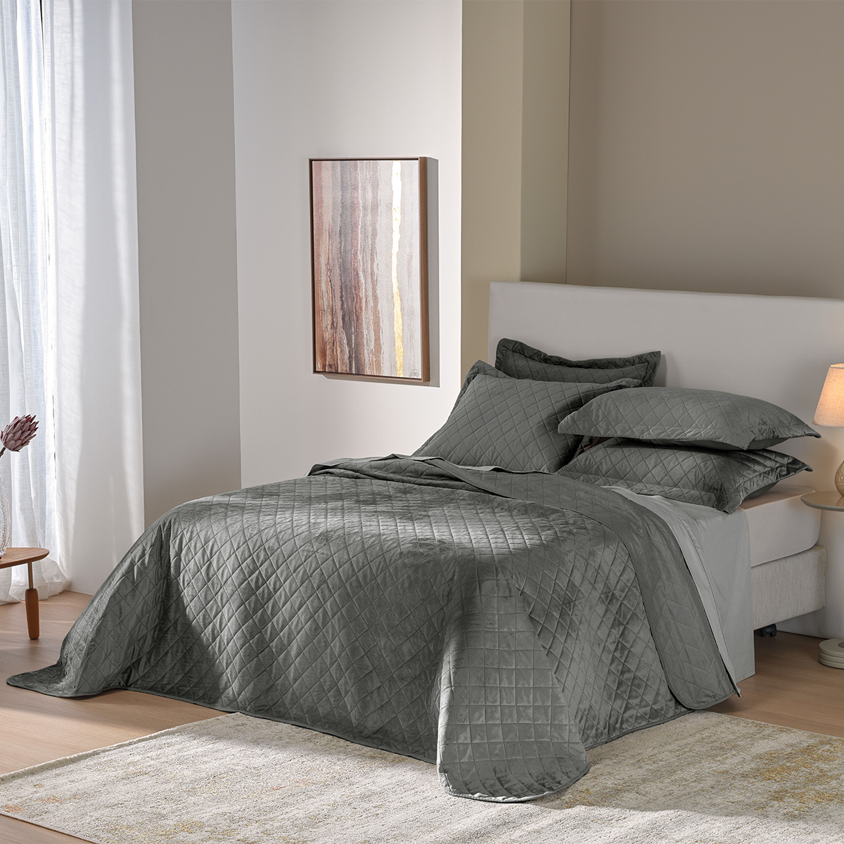 kit colcha velvet ambiente 2023 grafite