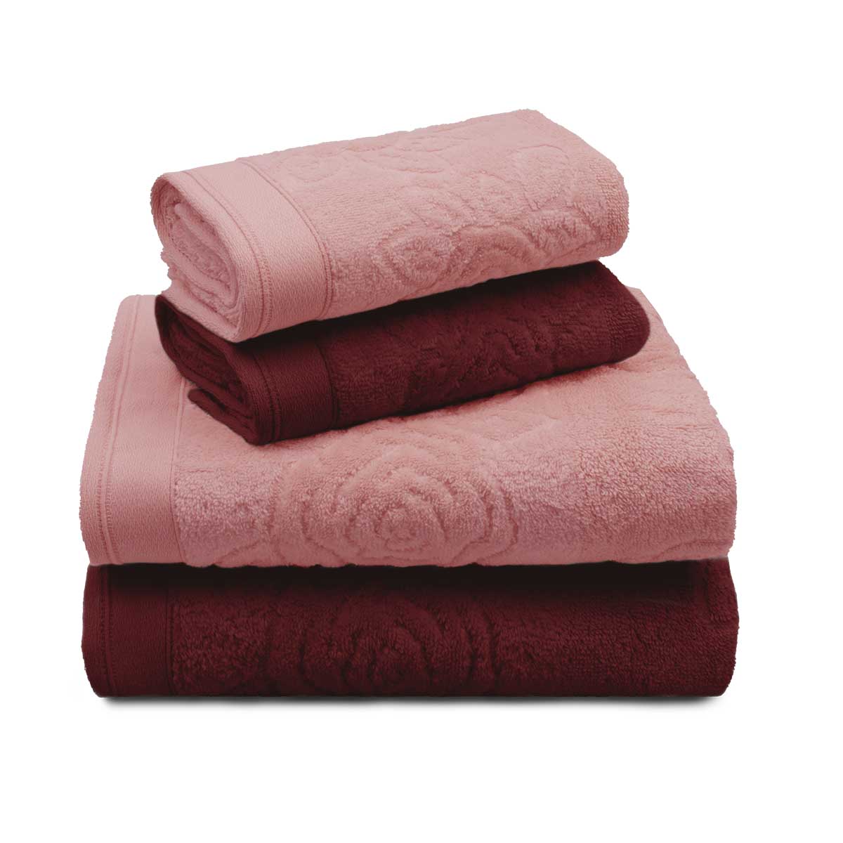 toalha lady jogo 4pcs blush carmesin