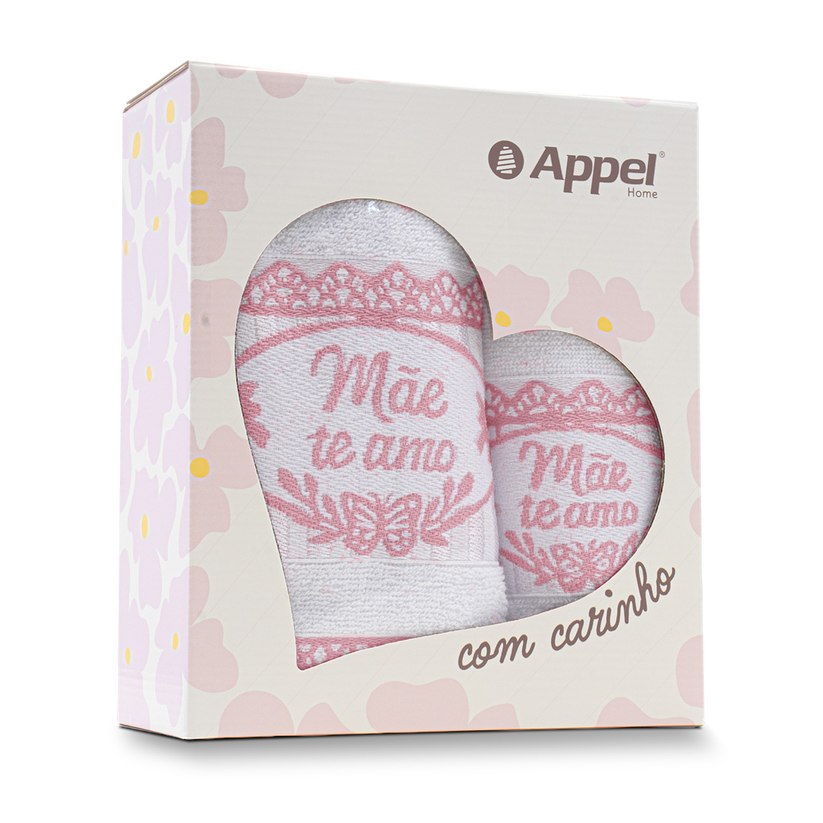 toalha dia das maes jogo 2 pecas caixinha still borboletas branco