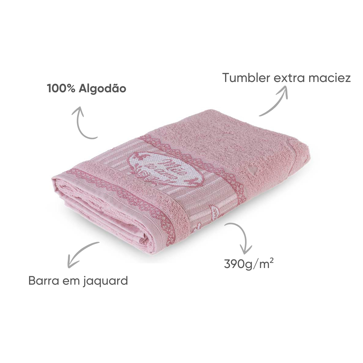 toalha dia das maes rosa cintilante detalhes 2