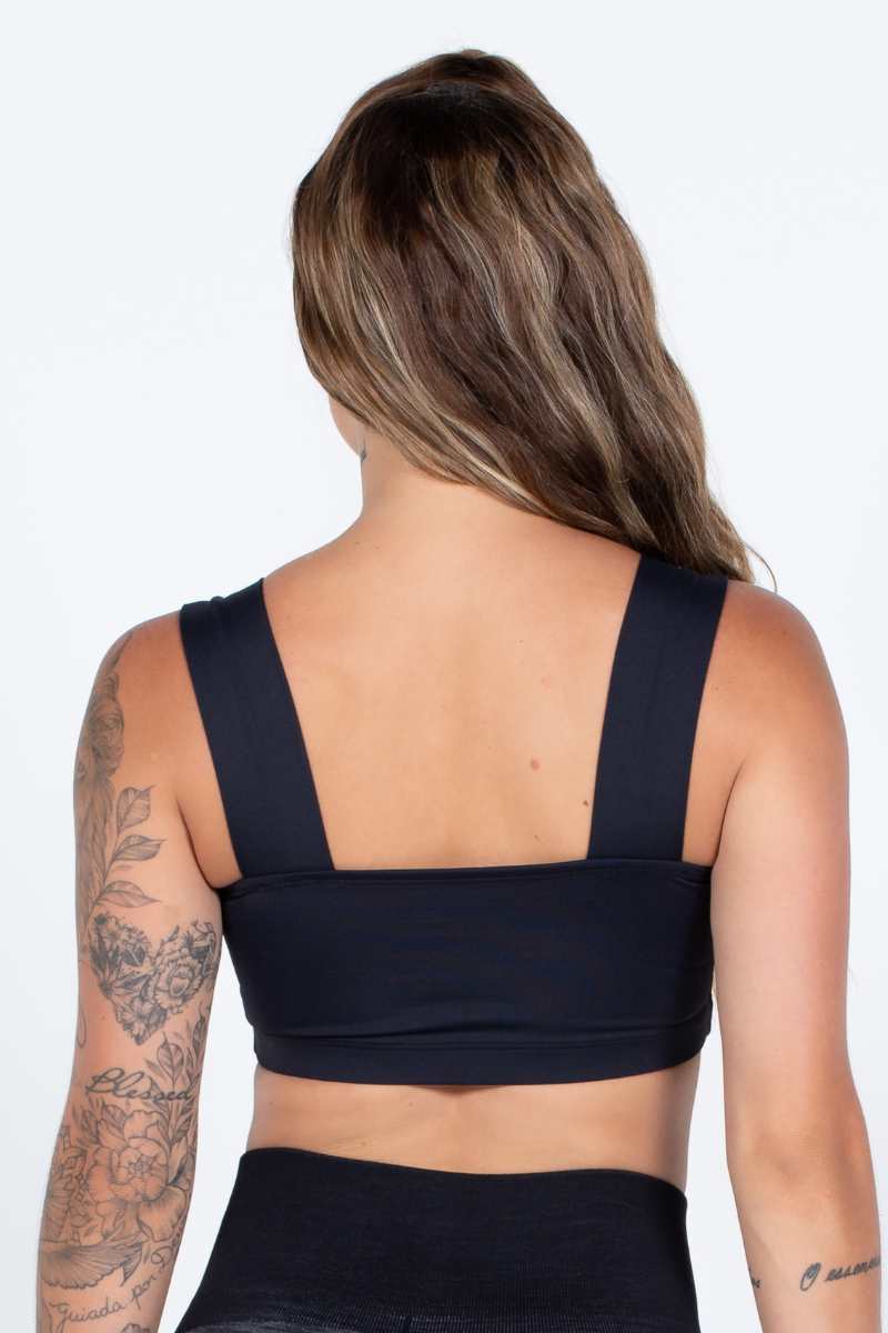 01 cropped top fitness poliamida faixa preto