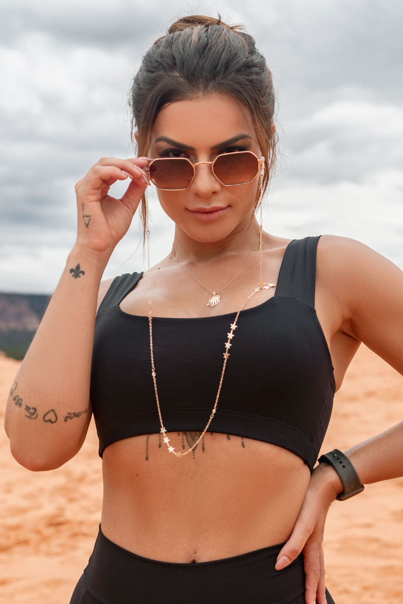 07 cropped top fitness poliamida faixa preto