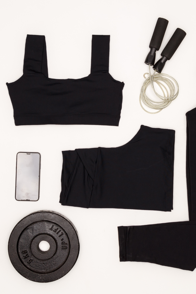 08 cropped top fitness poliamida faixa preto