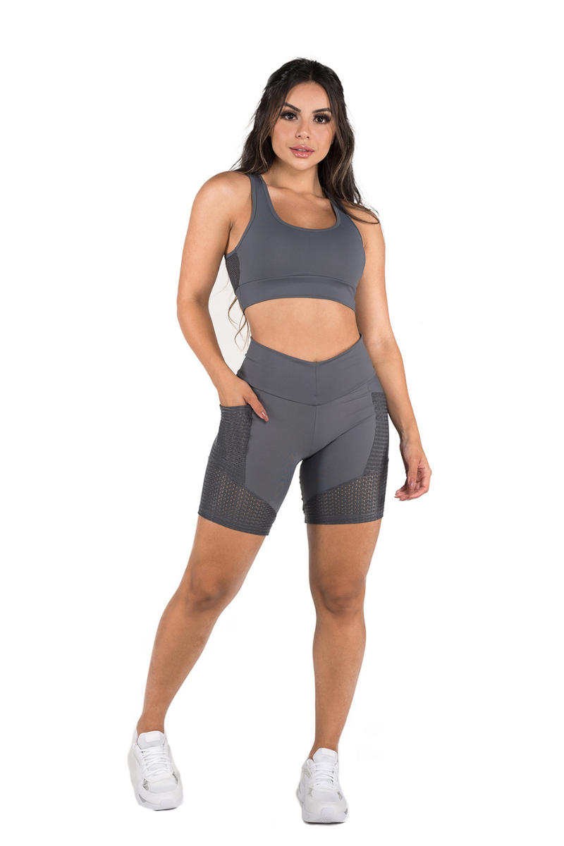 02 bermuda fitnes poliamida cinza com bolso lateral
