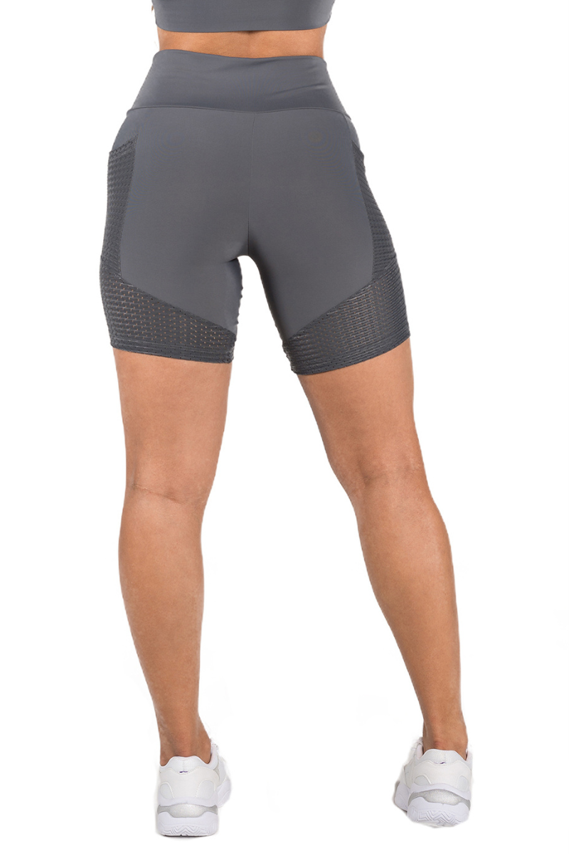 04 bermuda fitnes poliamida cinza com bolso lateral