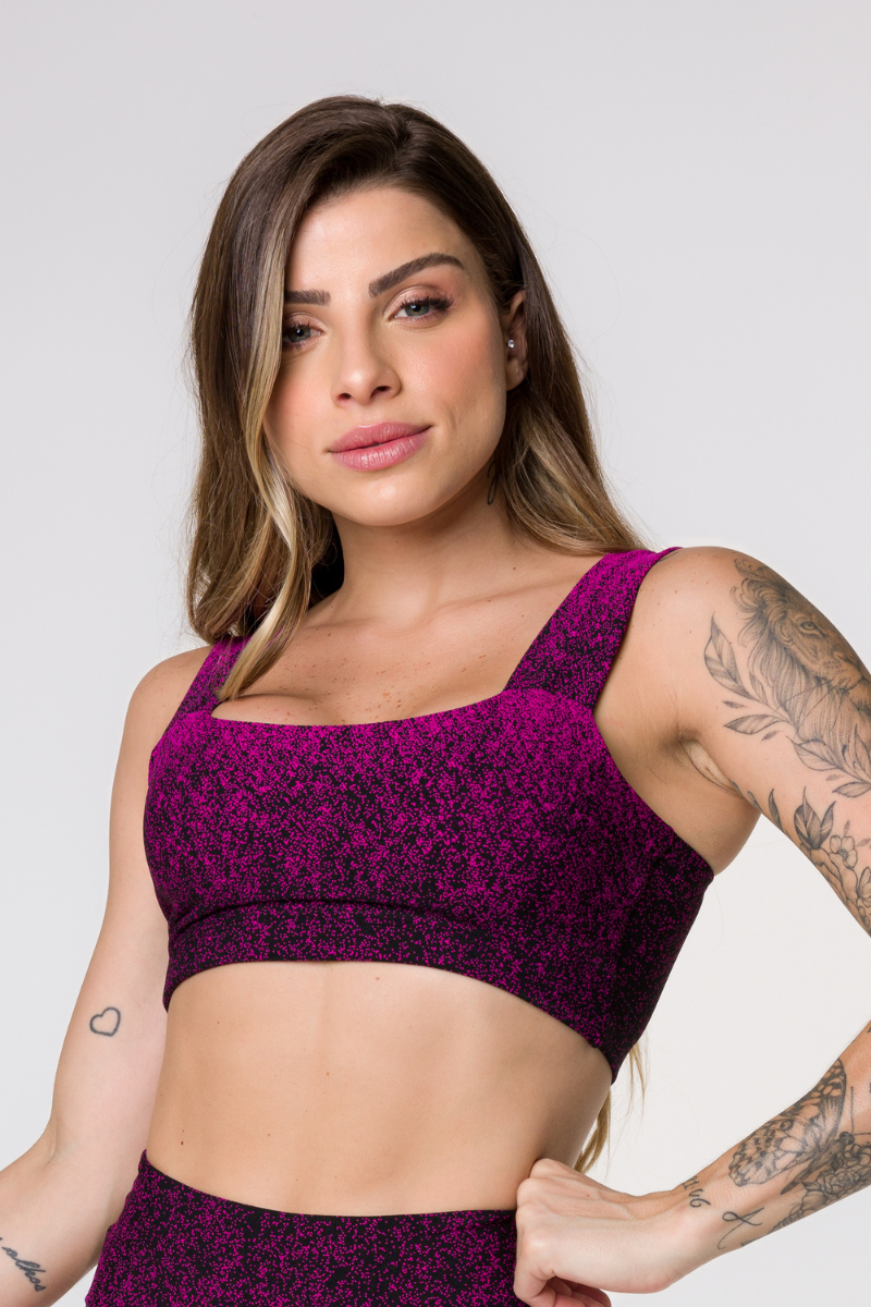 03 cropped fitness faixa jacquard degrade preto com rosa