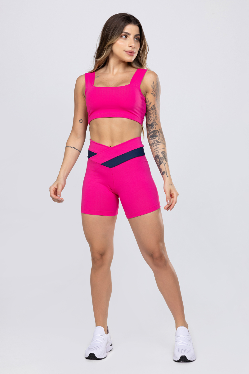 01 cropped top fitness poliamida faixa rosa pink
