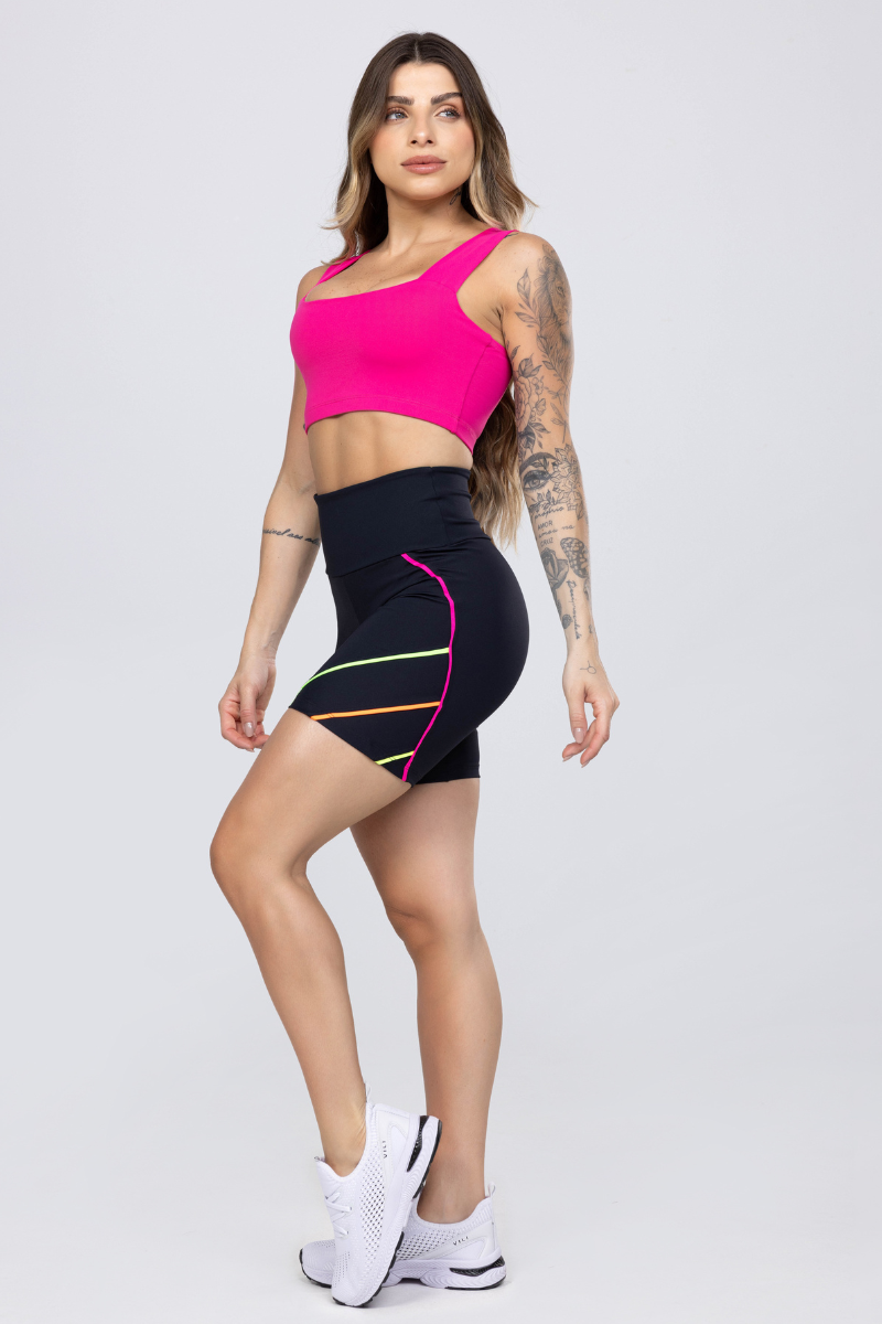 02 cropped top fitness poliamida faixa rosa pink