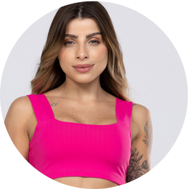Cropped Top Fitness Poliamida Faixa Rosa Pink