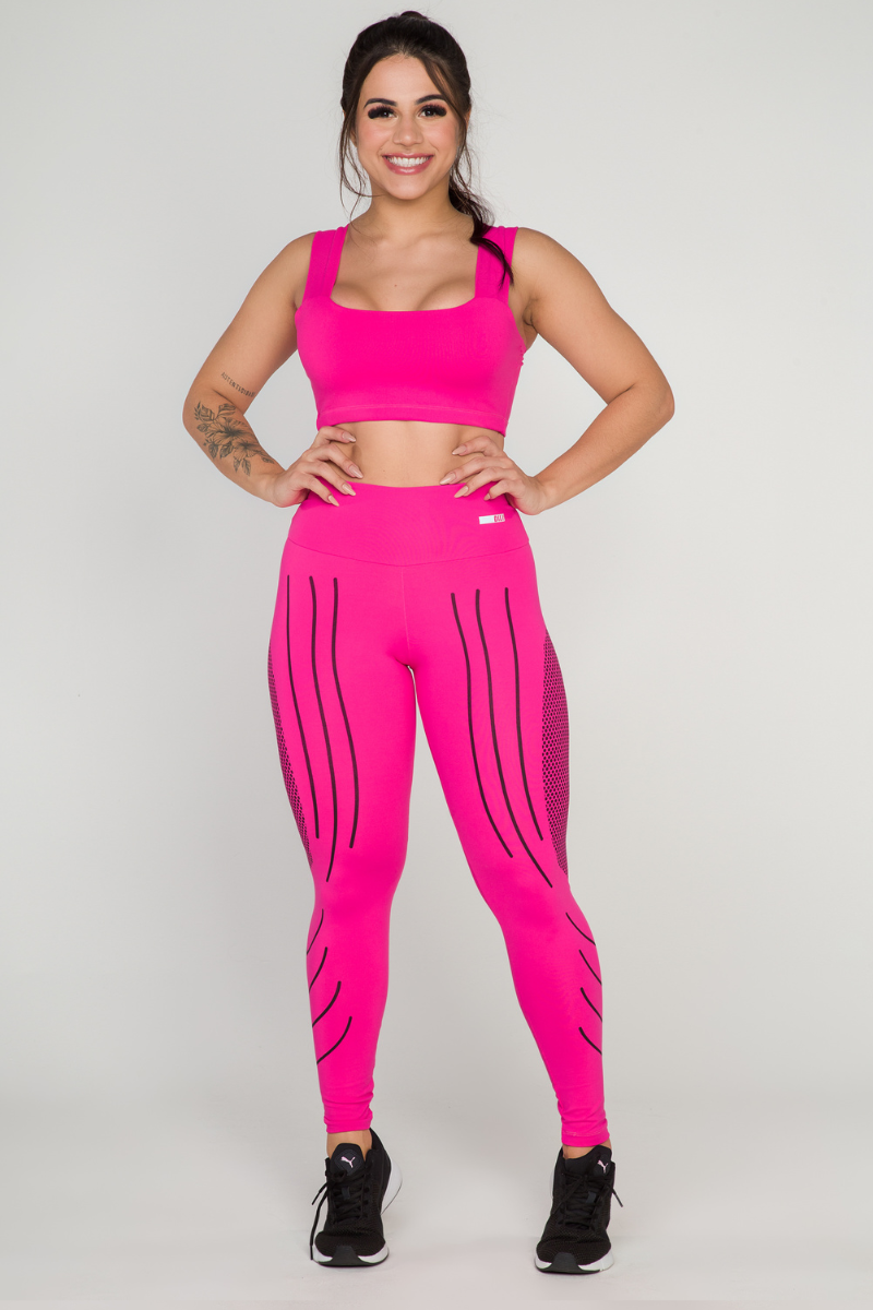 01 calca legging fitness poliamida compressao rosa pink com preto