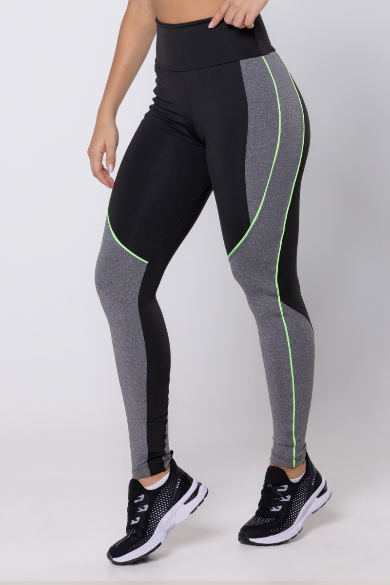 05 calca legging poliester preta com mescla e detalhes em vivo neon